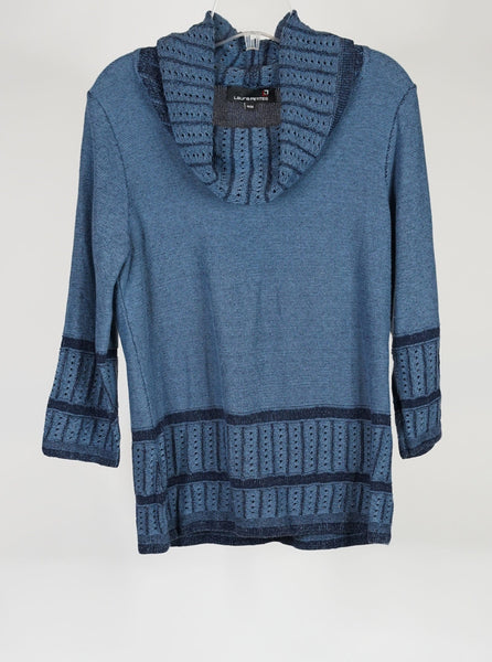 Ladies Laura Petites Blue Cowl Neck Sweater- Size Medium