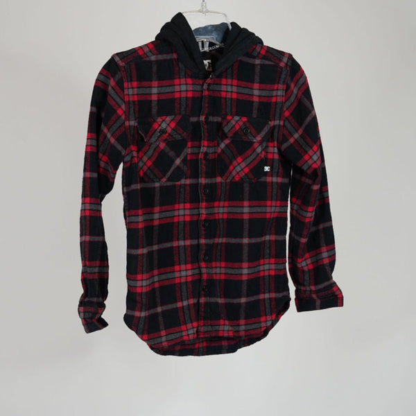 Boy's DC Shoe Co. USA Hooded Flannel- Size Small (10 Years)