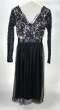 Ladies Ricki's Black Dress With Lace Bodice And Sleeves- Size 0