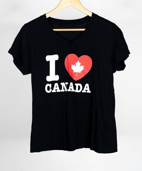 Ladies No Name V Neck Canada Shirt- Size M/L