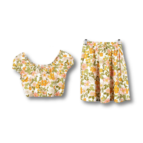 Girl's Shein Floral Crop Top & Skirt Set- Size 11/12 Years