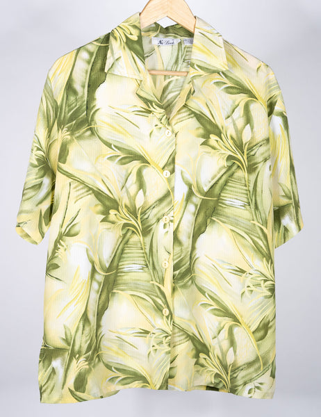 Ladies Nu-Look Leafy Button Up- Size Large