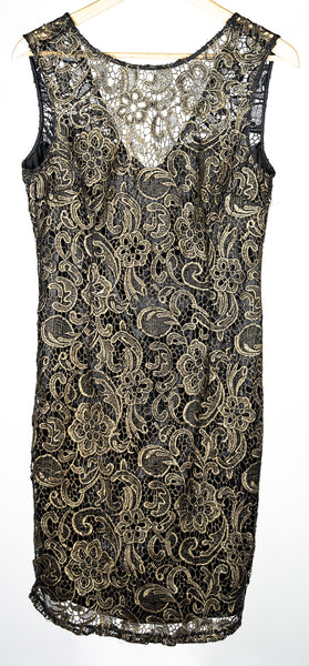 Ladies RW&CO Gold Embroidered Dress- Size 8