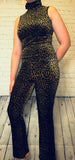 Ladies Hot Kiss Velour Leopard Print Flare Leggings